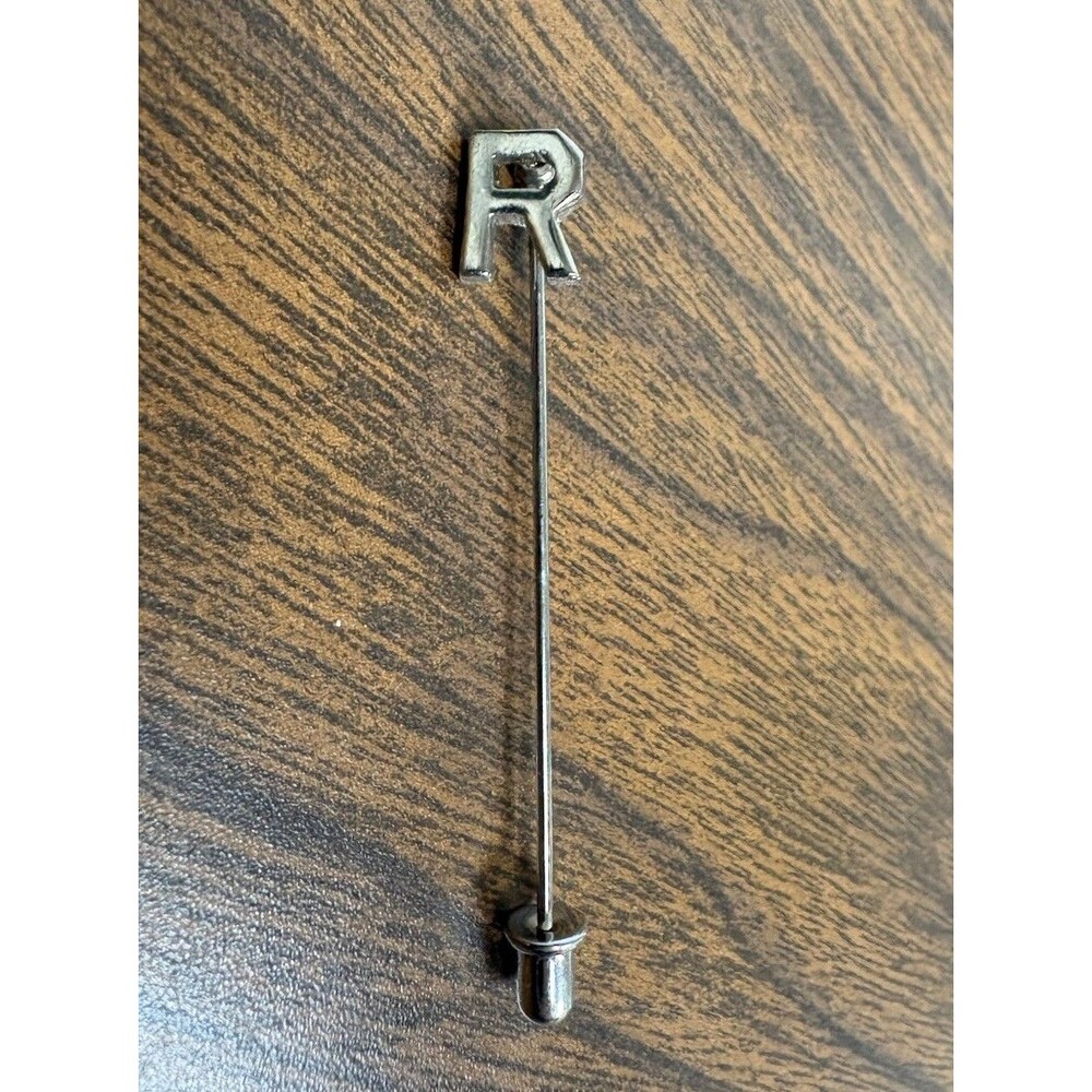 Vintage Silver Tone Letter R Stick Pin Initial